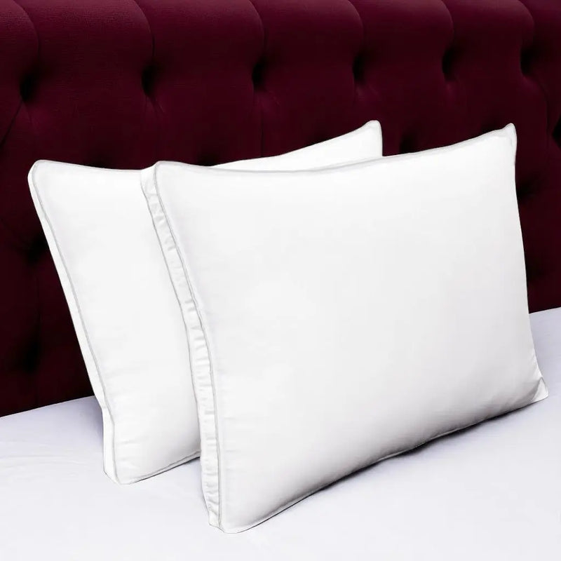 Set of Two Microfiber Down Alternative Medium Hypoallergenic Queen Size Bed Pillows Homeroots Bed & Bath