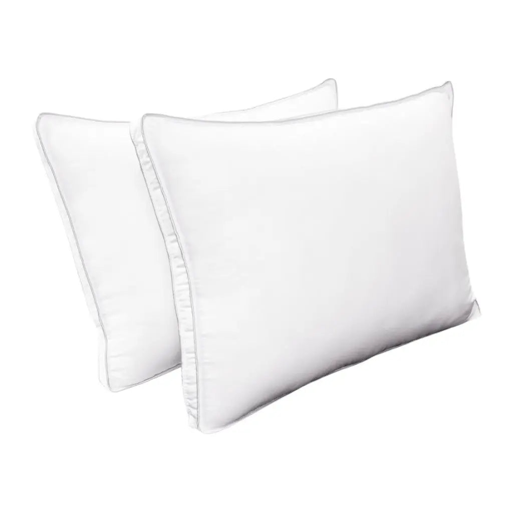 Set of Two Microfiber Down Alternative Medium Hypoallergenic Queen Size Bed Pillows Homeroots Bed & Bath