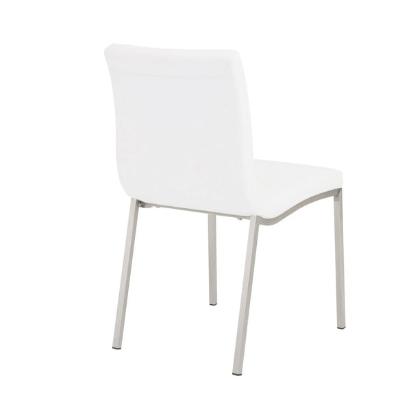 Set of Two Minimalist White Faux Faux Leather Chairs Homeroots Kitchen & Dining