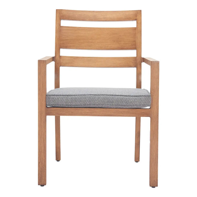 Set of Two Natural Slipcovered Upholstered And Aluminum Slat Back Dining Arm Chairs Homeroots