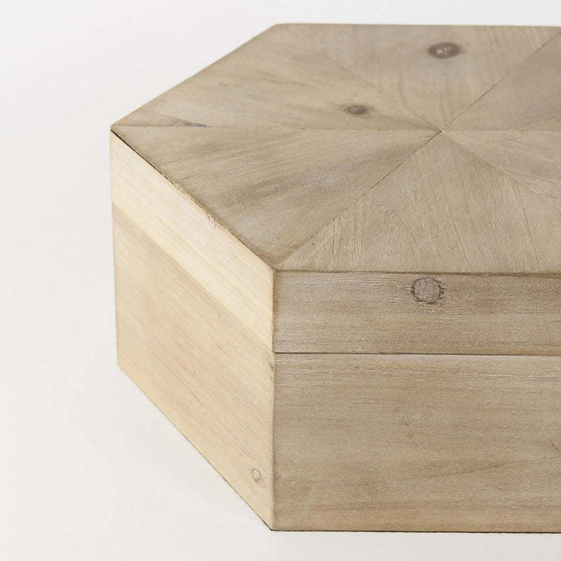 Set of Two Natural Solid Wood Box With Lid Homeroots Office