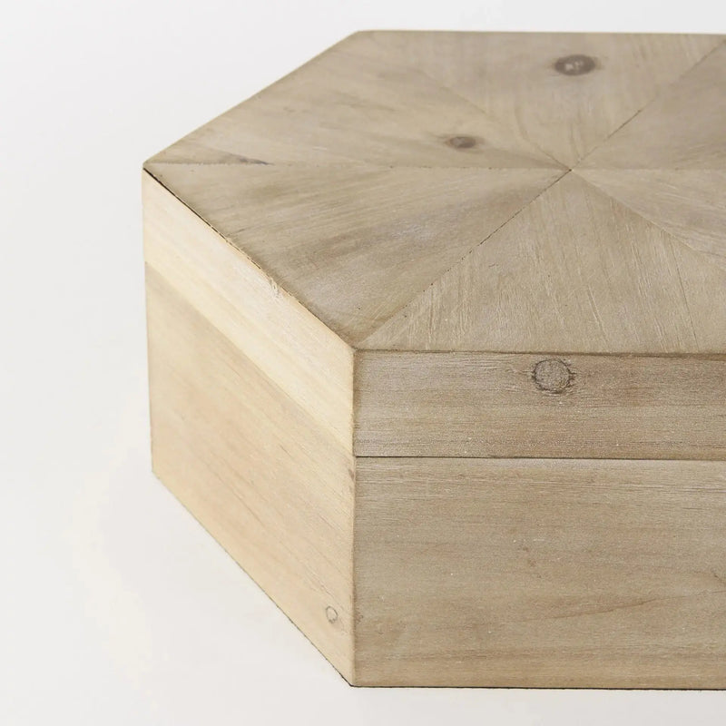 Set of Two Natural Solid Wood Box With Lid Homeroots Office