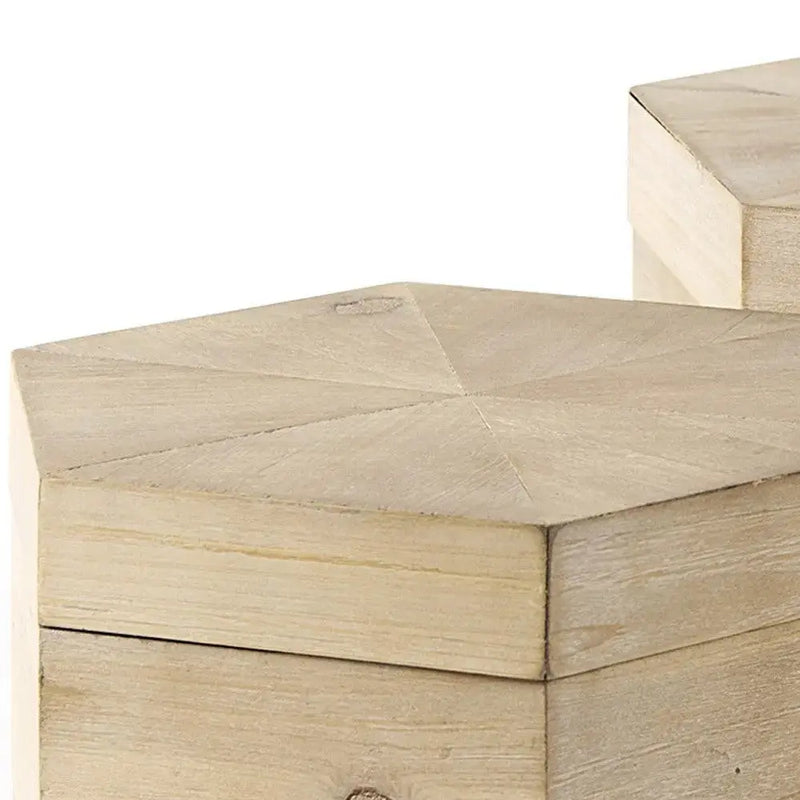Set of Two Natural Solid Wood Box With Lid Homeroots Office