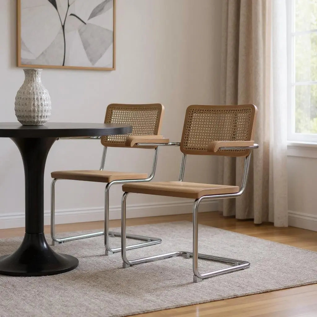 Set of Two Natural and Gray Solid Wood Dining Parsons Chairs Homeroots Kitchen & Dining