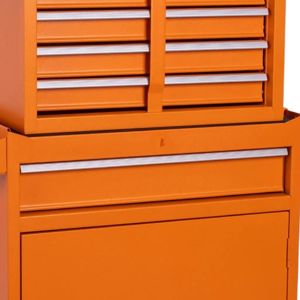 Set of Two Orange Multi-Tier Steel Rolling Cabinet With Lid Homeroots Office