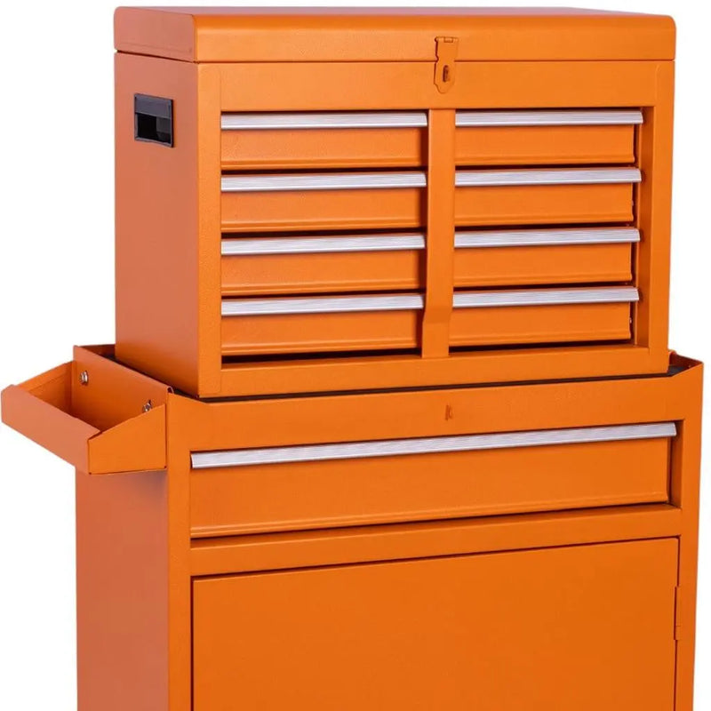 Set of Two Orange Multi-Tier Steel Rolling Cabinet With Lid Homeroots Office