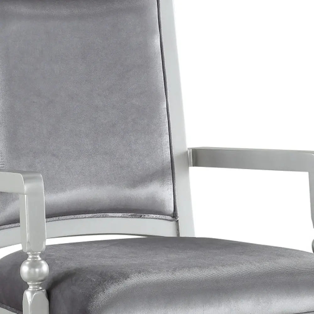 Set of Two Platinum Fabric Dining Arm Chairs Homeroots Kitchen & Dining
