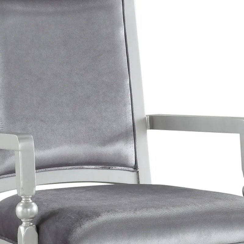 Set of Two Platinum Fabric Dining Arm Chairs Homeroots Kitchen & Dining