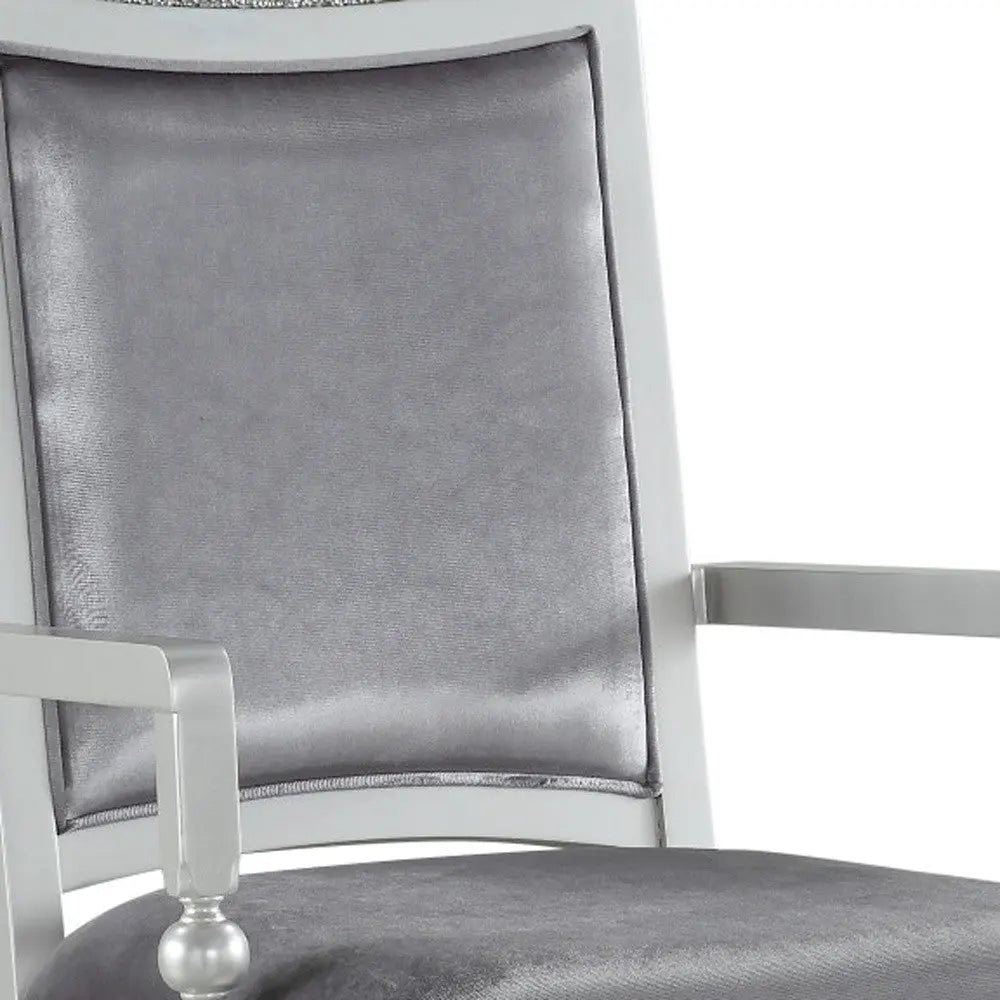 Set of Two Platinum Fabric Dining Arm Chairs Homeroots Kitchen & Dining