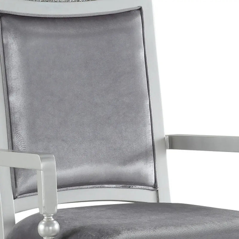 Set of Two Platinum Fabric Dining Arm Chairs Homeroots Kitchen & Dining