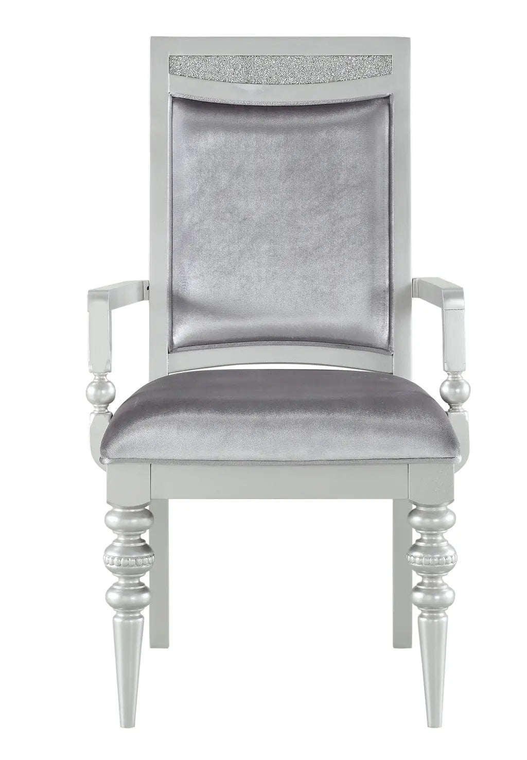 Set of Two Platinum Fabric Dining Arm Chairs Homeroots Kitchen & Dining