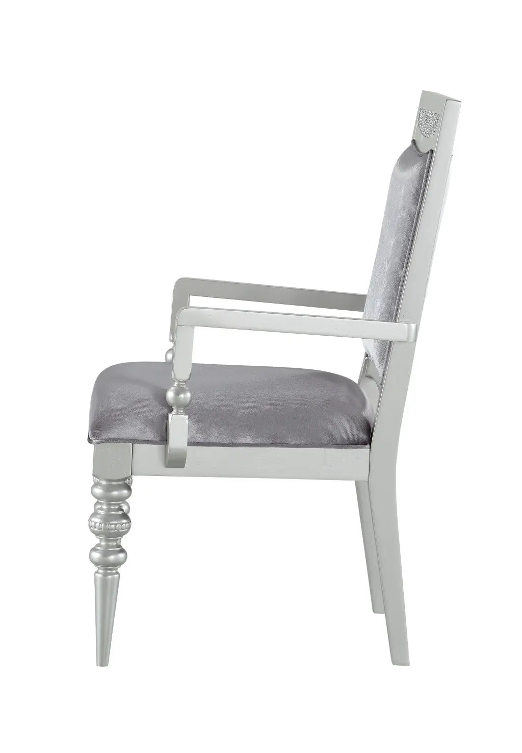 Set of Two Platinum Fabric Dining Arm Chairs Homeroots Kitchen & Dining