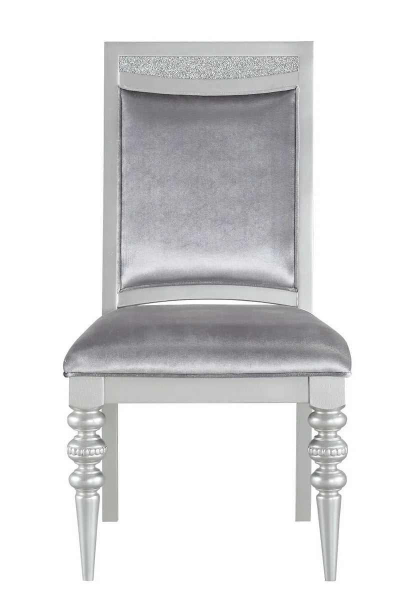 Set of Two Platinum Fabric Dining Side Chairs Homeroots Kitchen & Dining