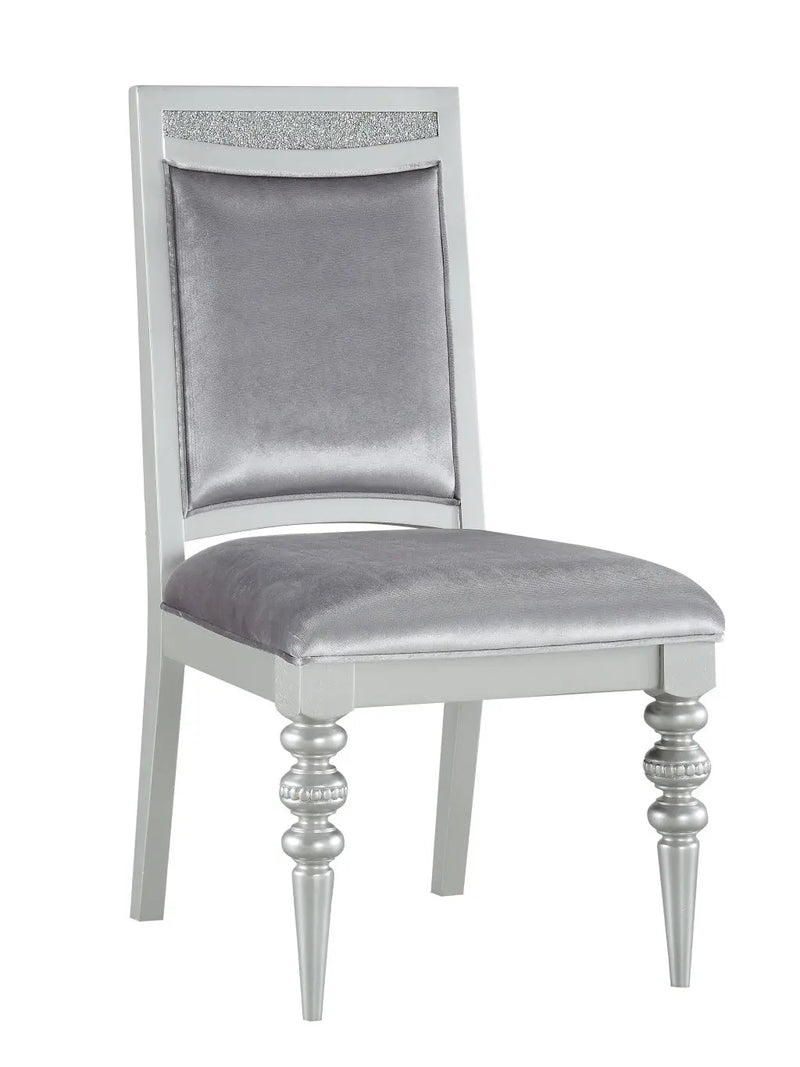 Set of Two Platinum Fabric Dining Side Chairs Homeroots Kitchen & Dining