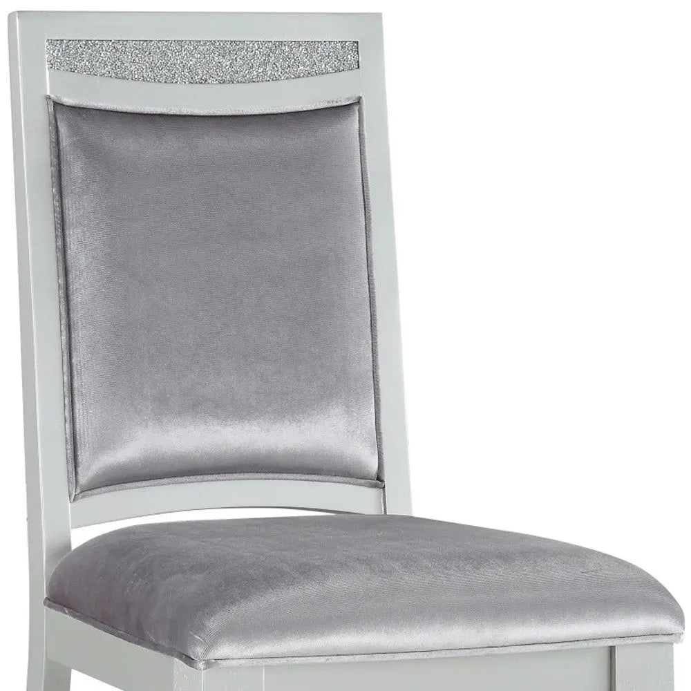 Set of Two Platinum Fabric Dining Side Chairs Homeroots Kitchen & Dining