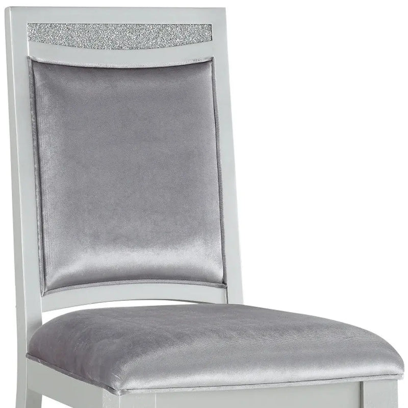 Set of Two Platinum Fabric Dining Side Chairs Homeroots Kitchen & Dining