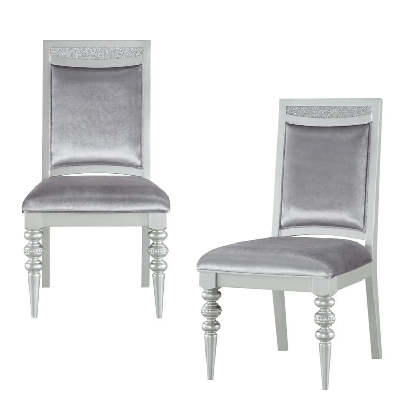 Set of Two Platinum Fabric Dining Side Chairs Homeroots Kitchen & Dining