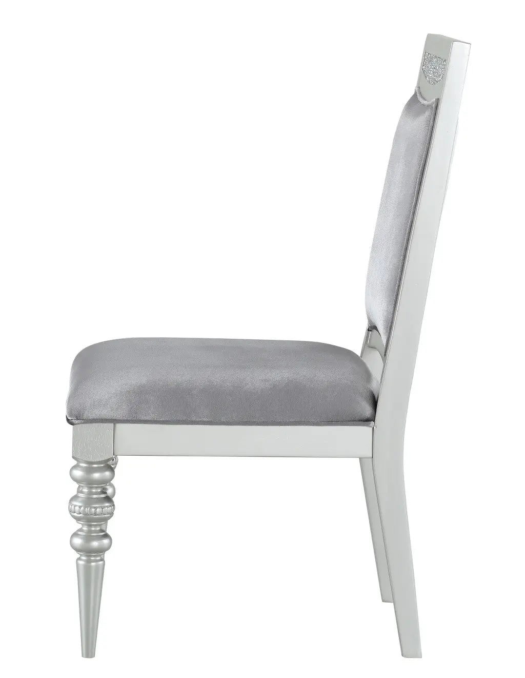 Set of Two Platinum Fabric Dining Side Chairs Homeroots Kitchen & Dining