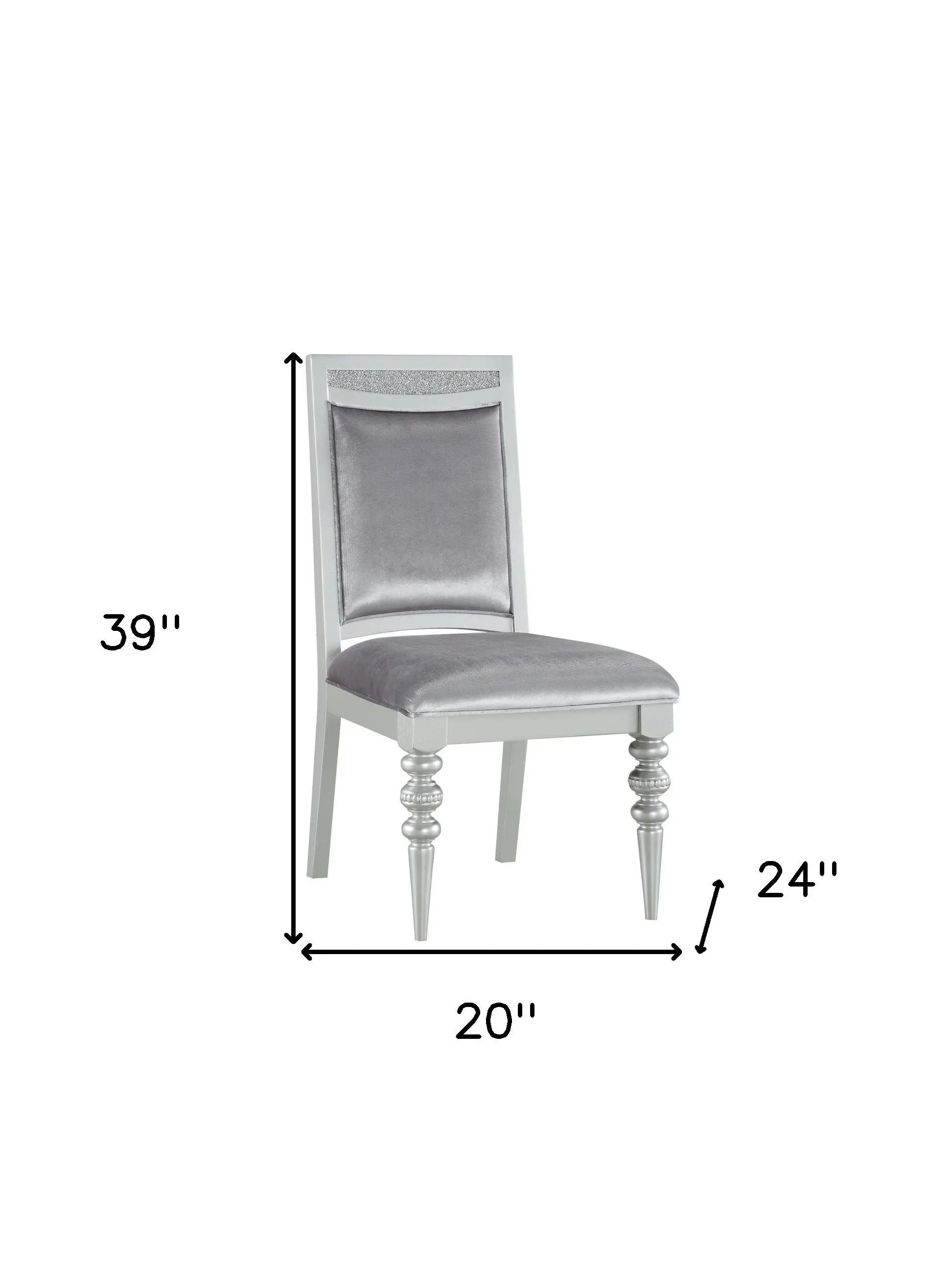 Set of Two Platinum Fabric Dining Side Chairs Homeroots Kitchen & Dining