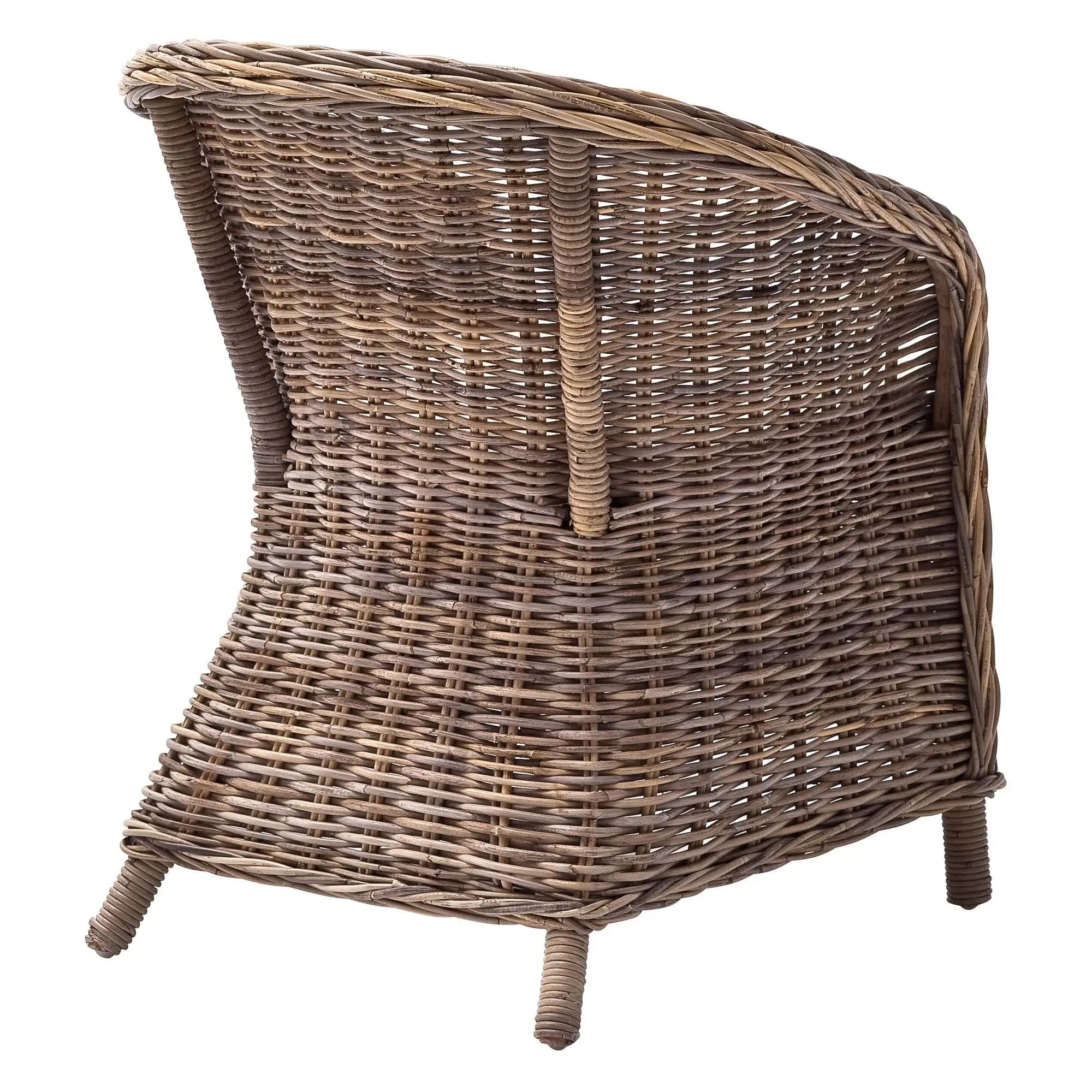 Set of Two Round Wicker Club Armchairs with Seat Cushion Homeroots Kitchen & Dining