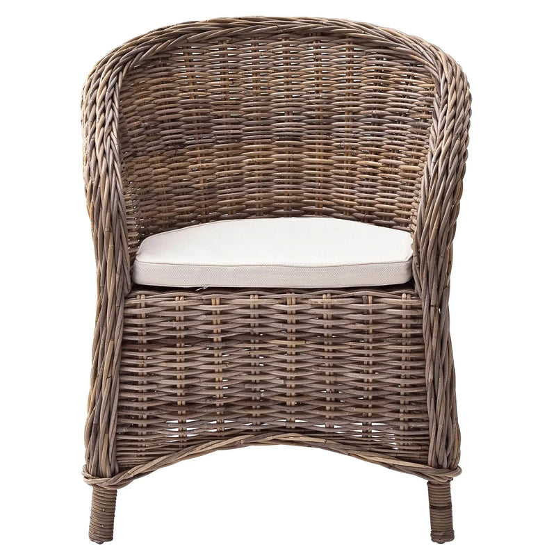 Set of Two Round Wicker Club Armchairs with Seat Cushion Homeroots Kitchen & Dining