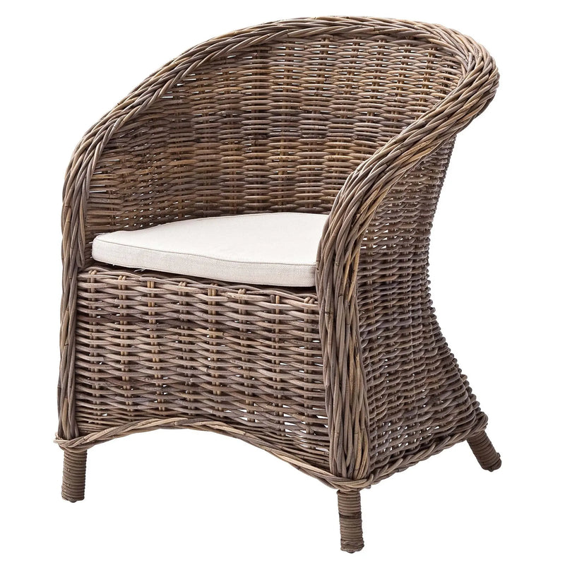 Set of Two Round Wicker Club Armchairs with Seat Cushion Homeroots Kitchen & Dining