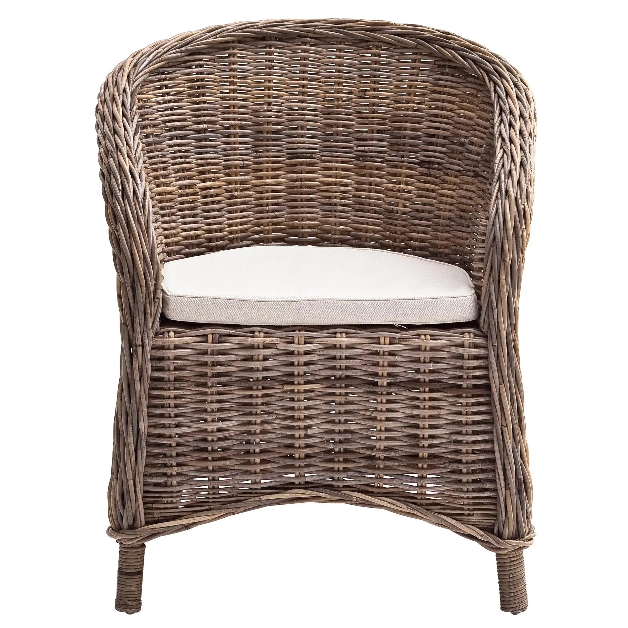 Set of Two Round Wicker Club Armchairs with Seat Cushion Homeroots Kitchen & Dining