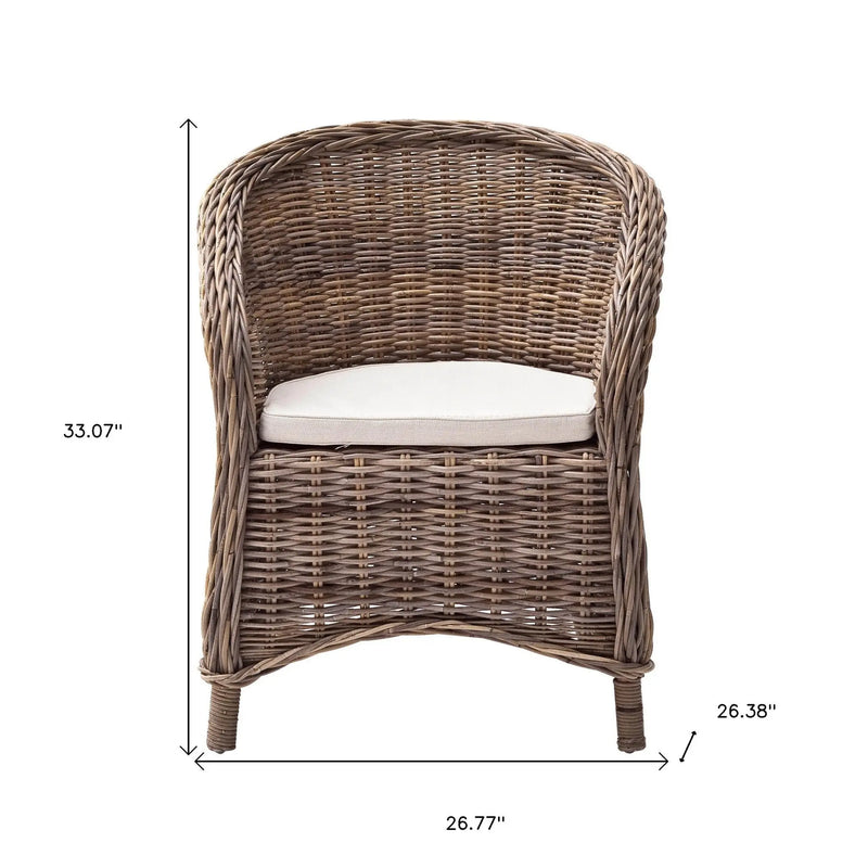 Set of Two Round Wicker Club Armchairs with Seat Cushion Homeroots Kitchen & Dining