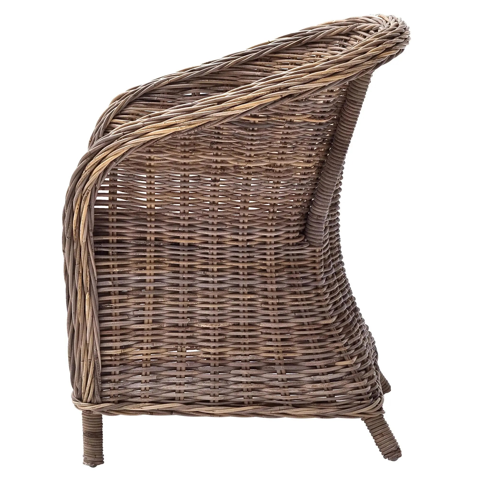 Set of Two Round Wicker Club Armchairs with Seat Cushion Homeroots Kitchen & Dining