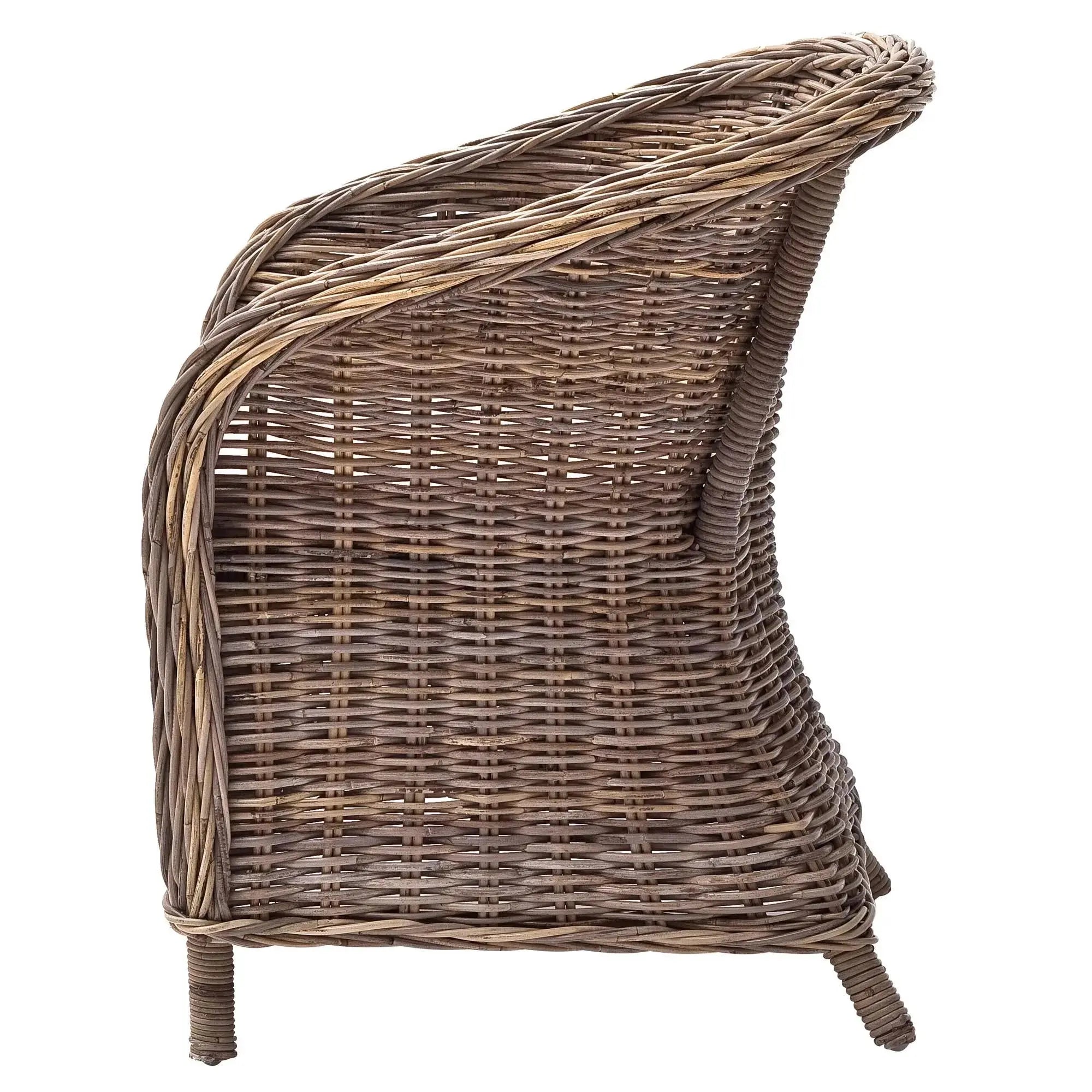 Set of Two Round Wicker Club Armchairs with Seat Cushion Homeroots Kitchen & Dining