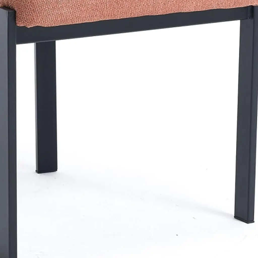 Set of Two Salmon and Black Chenille And Metal Partially Open Back Dining Side Chairs Homeroots Kitchen & Dining