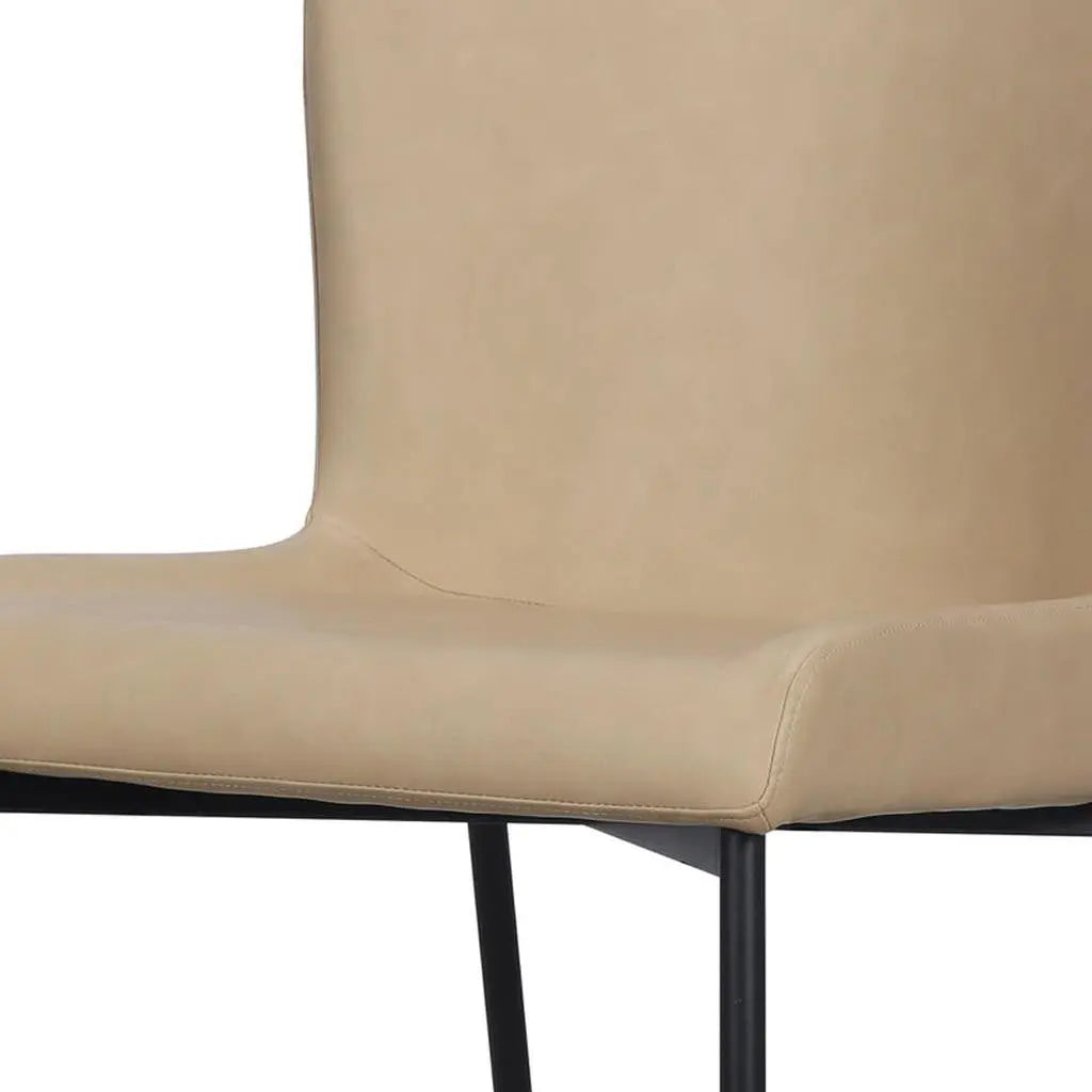 Set of Two Sand Faux Leather Dining Side Chairs Homeroots Kitchen & Dining