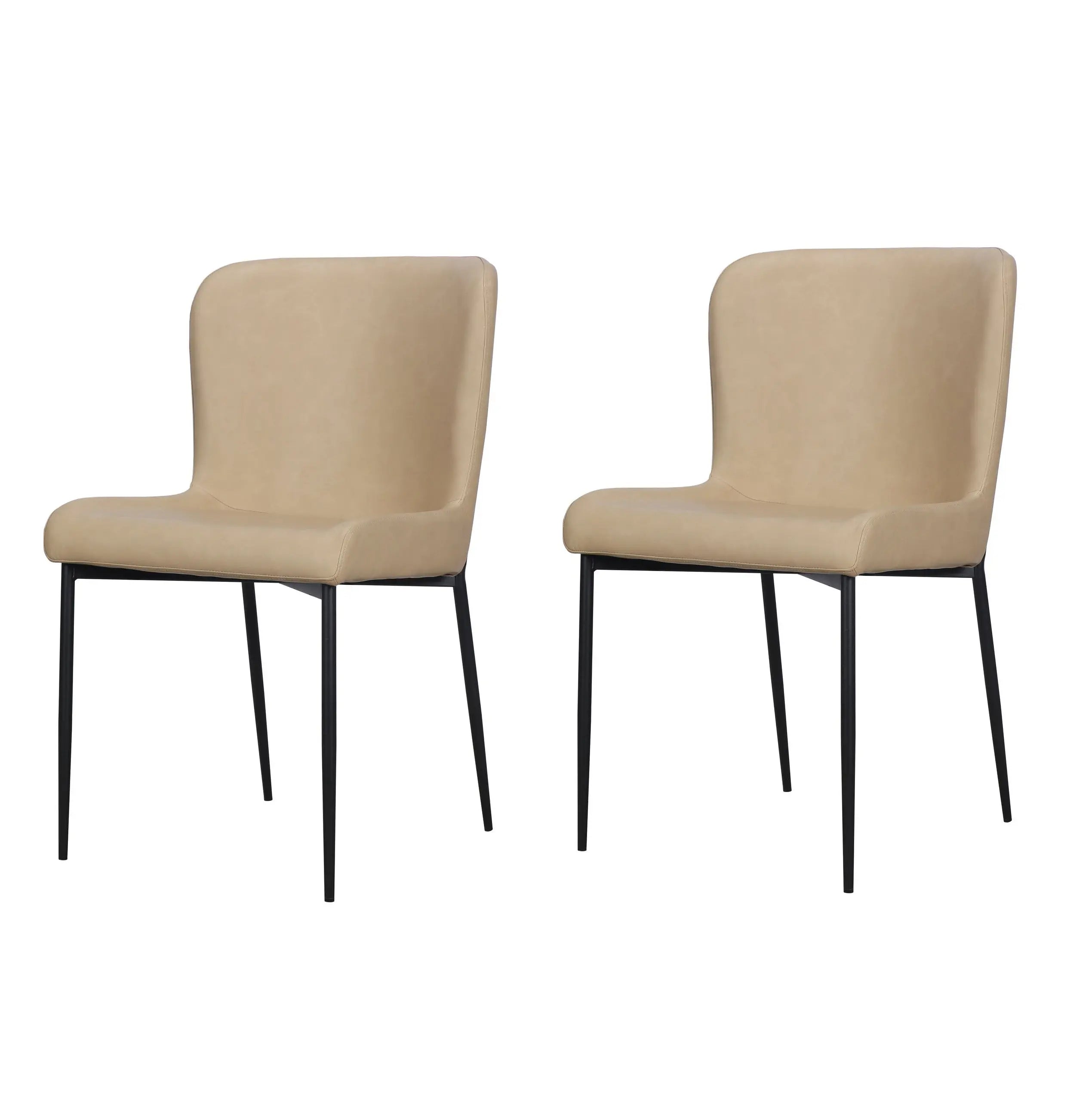 Set of Two Sand Faux Leather Dining Side Chairs Homeroots Kitchen & Dining
