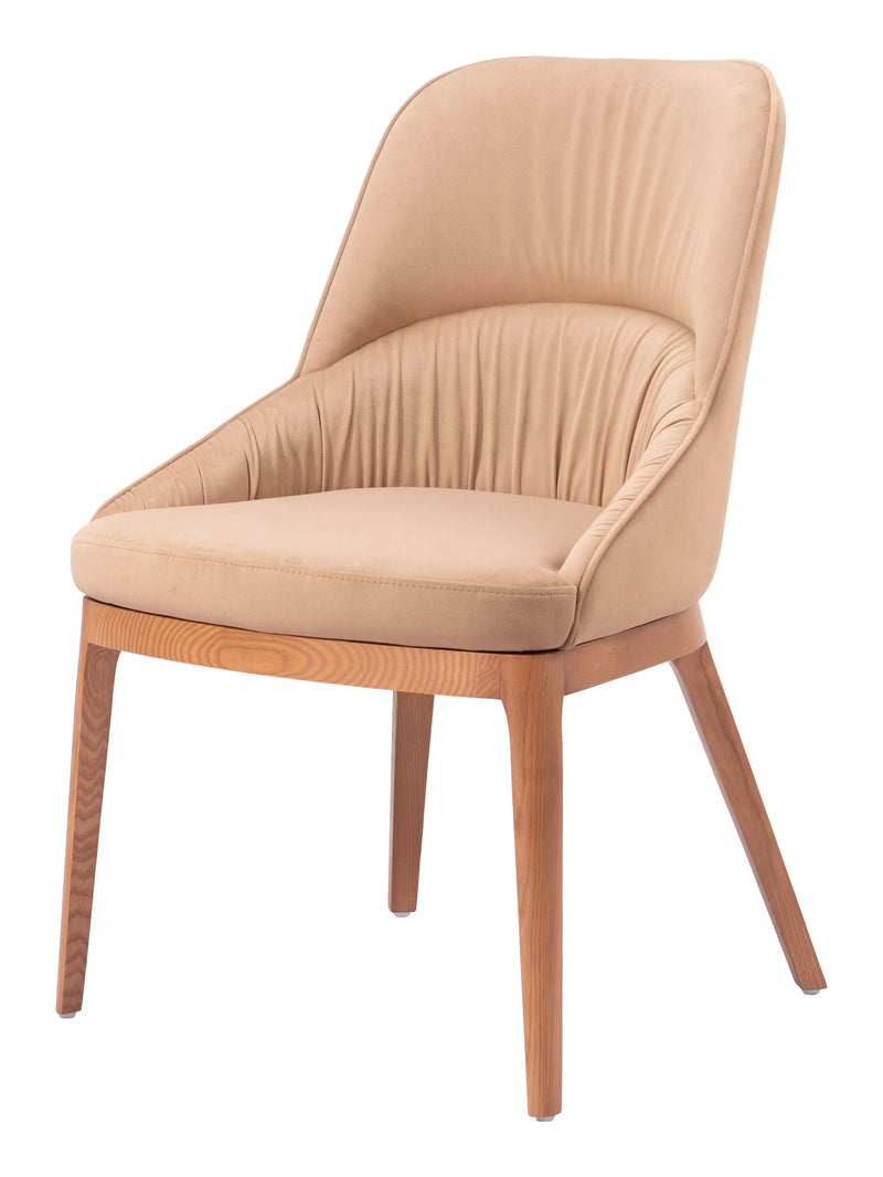 Set of Two Tan and Brown Upholstery Dining Side Chairs Homeroots Kitchen & Dining