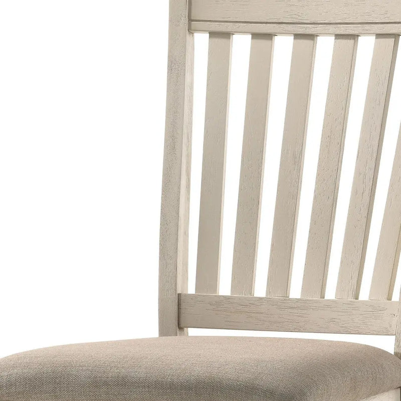 Set of Two Tan and Cream Fabric Slat Back Dining Side Chairs Homeroots Kitchen & Dining