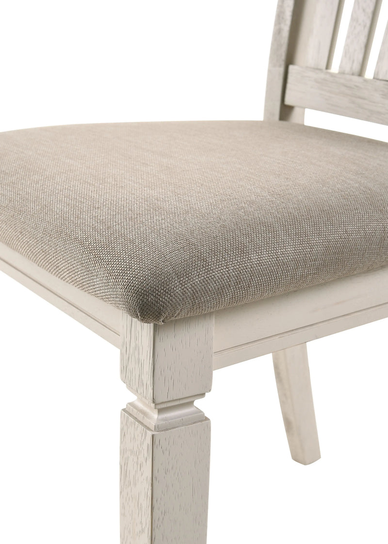 Set of Two Tan and Cream Fabric Slat Back Dining Side Chairs Homeroots Kitchen & Dining