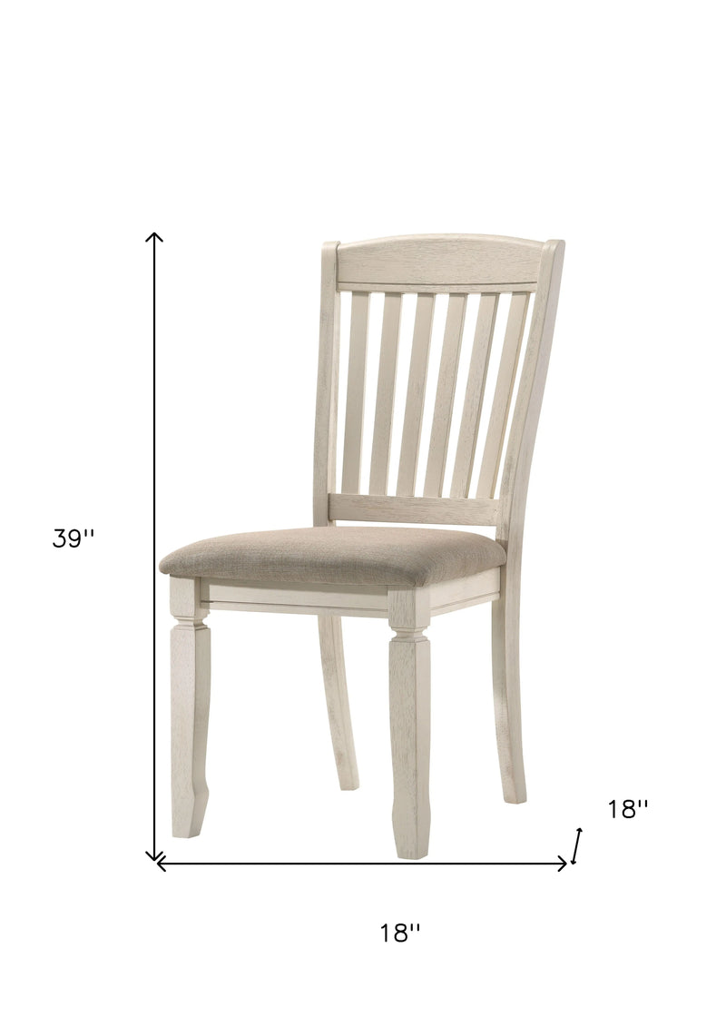 Set of Two Tan and Cream Fabric Slat Back Dining Side Chairs Homeroots Kitchen & Dining