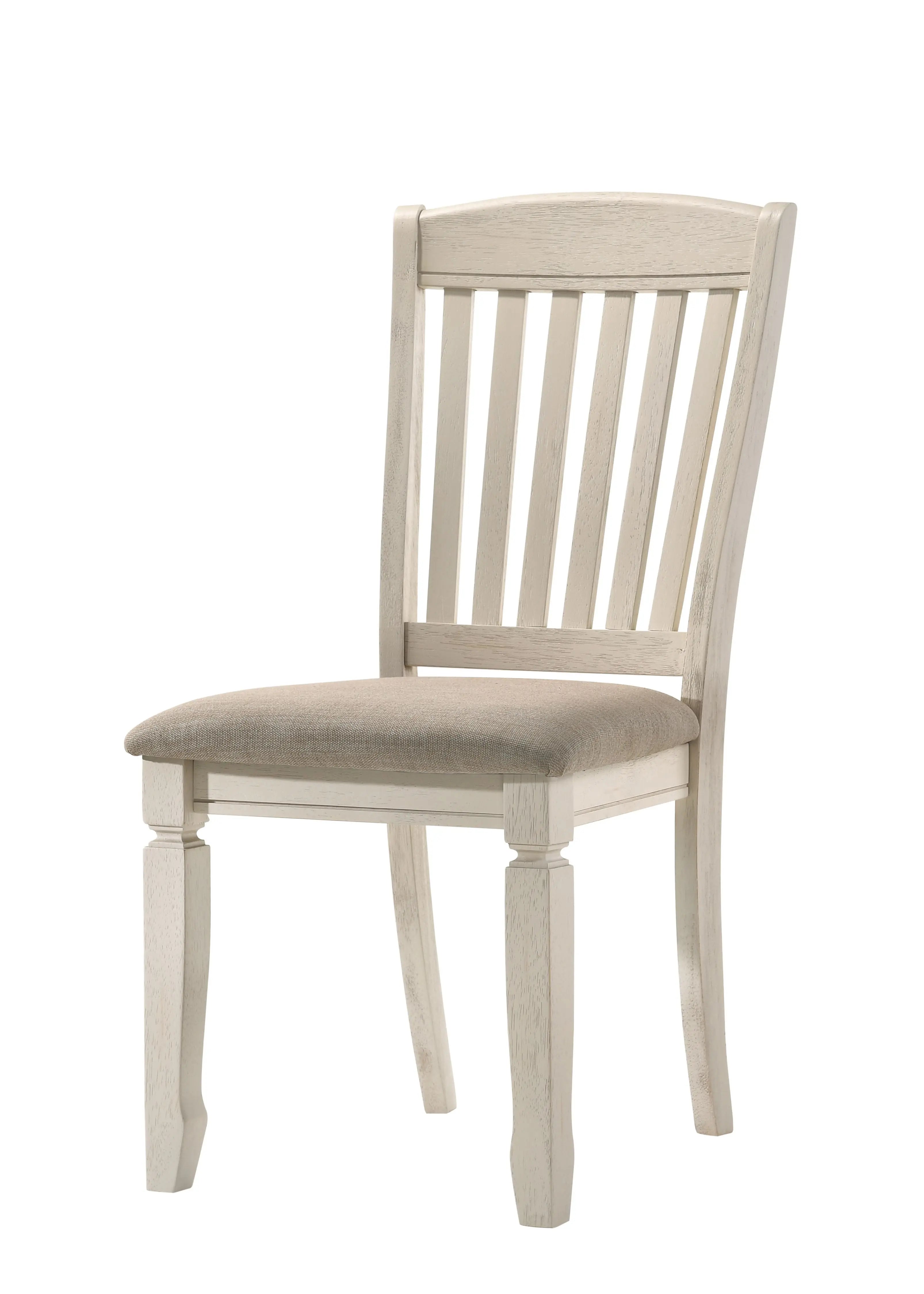Set of Two Tan and Cream Fabric Slat Back Dining Side Chairs Homeroots Kitchen & Dining