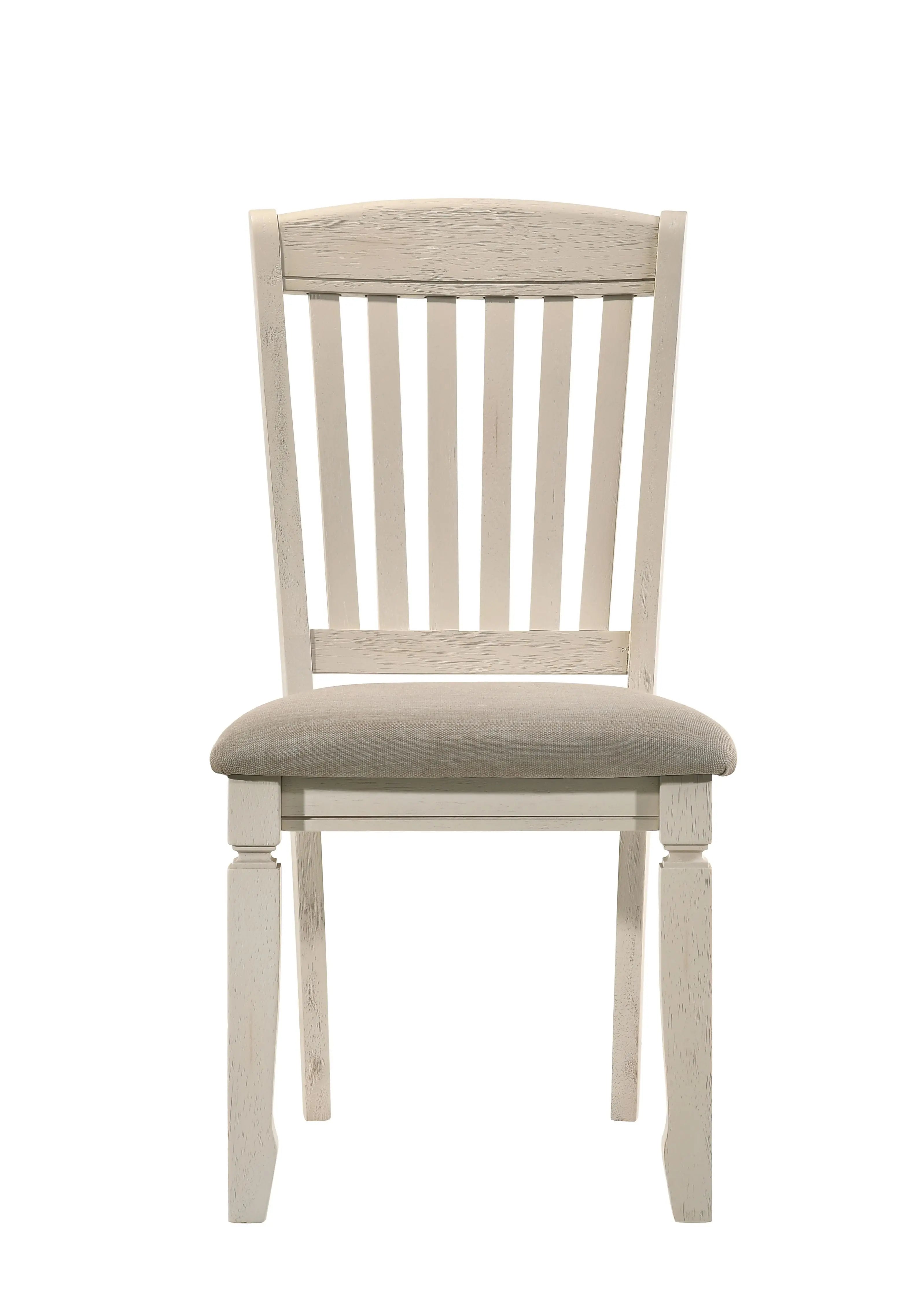 Set of Two Tan and Cream Fabric Slat Back Dining Side Chairs Homeroots Kitchen & Dining