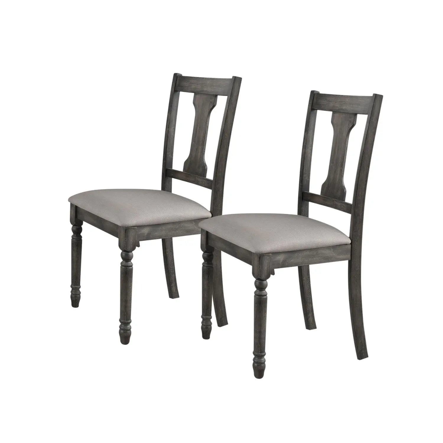 Set of Two Tan and Gray Linen Open Back Dining Side Chairs Homeroots Kitchen & Dining