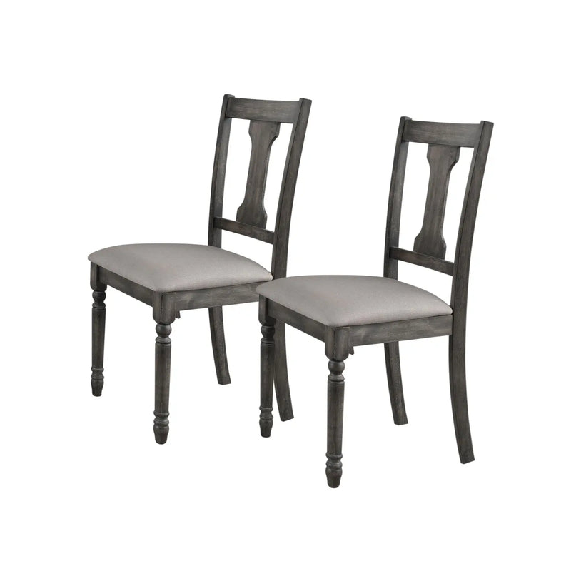 Set of Two Tan and Gray Linen Open Back Dining Side Chairs Homeroots Kitchen & Dining