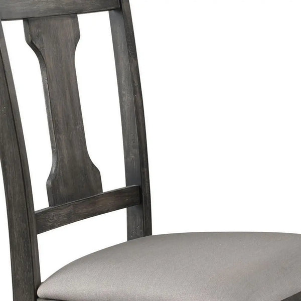 Set of Two Tan and Gray Linen Open Back Dining Side Chairs Homeroots Kitchen & Dining