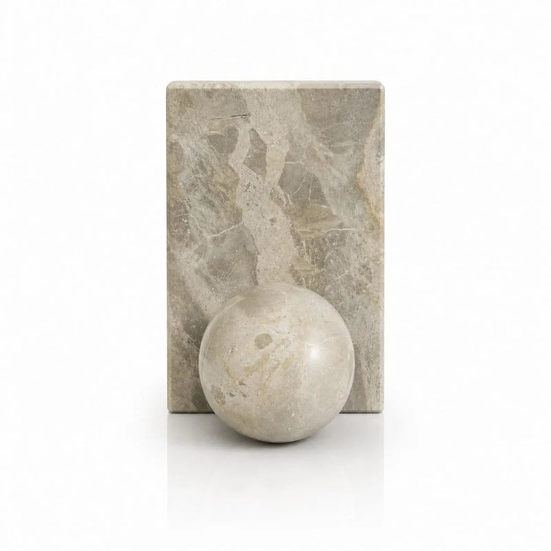 Set of Two Taupe Marble Decorative Bookends Homeroots Home Decor