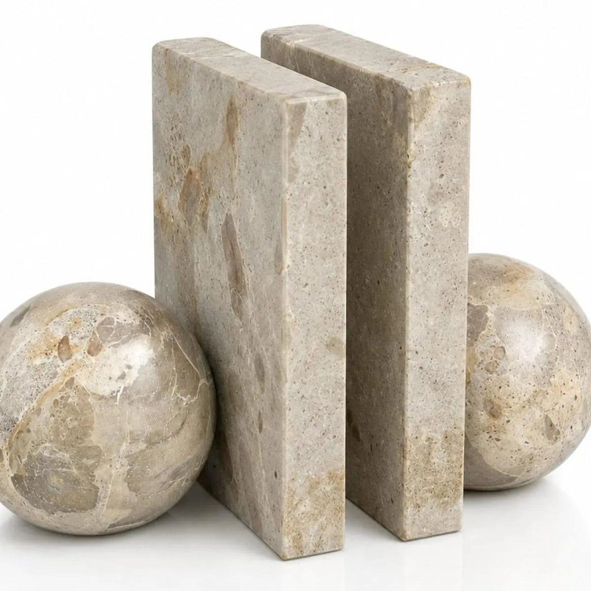 Set of Two Taupe Marble Decorative Bookends Homeroots Home Decor