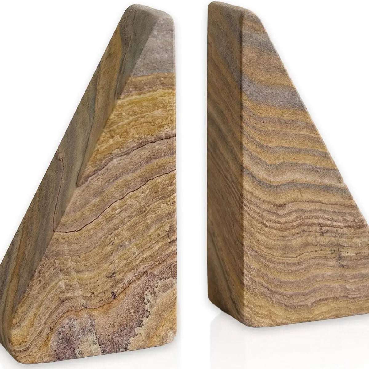 Set of Two Taupe Stone Decorative Bookends Homeroots Home Decor