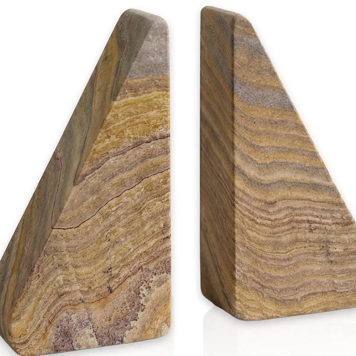 Set of Two Taupe Stone Decorative Bookends Homeroots Home Decor