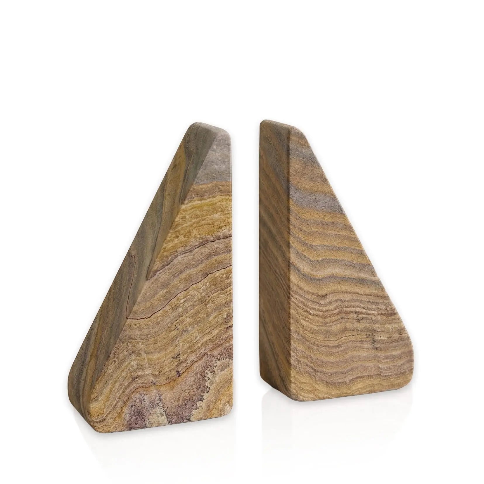 Set of Two Taupe Stone Decorative Bookends Homeroots Home Decor