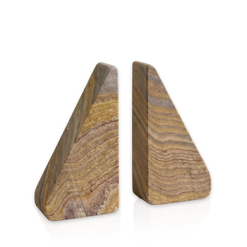 Set of Two Taupe Stone Decorative Bookends Homeroots Home Decor