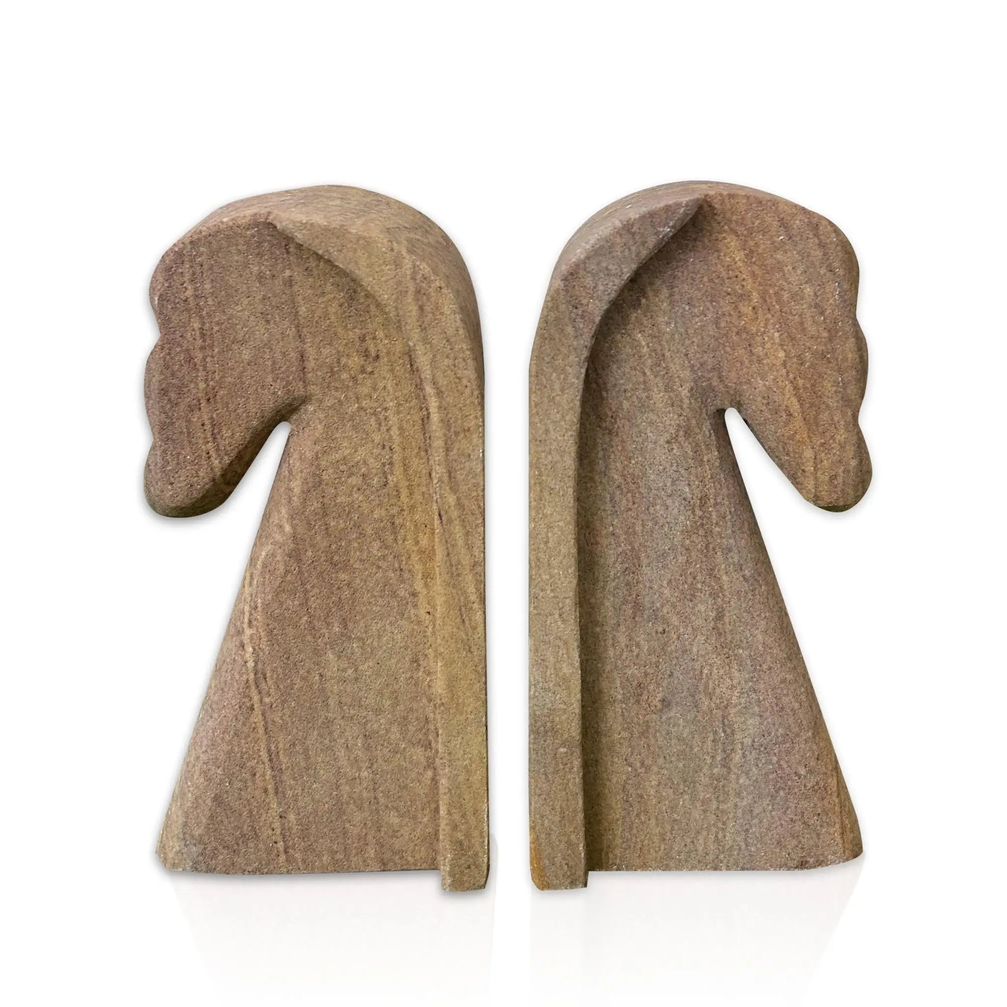 Set of Two Taupe Stone Decorative Bookends Homeroots Home Decor