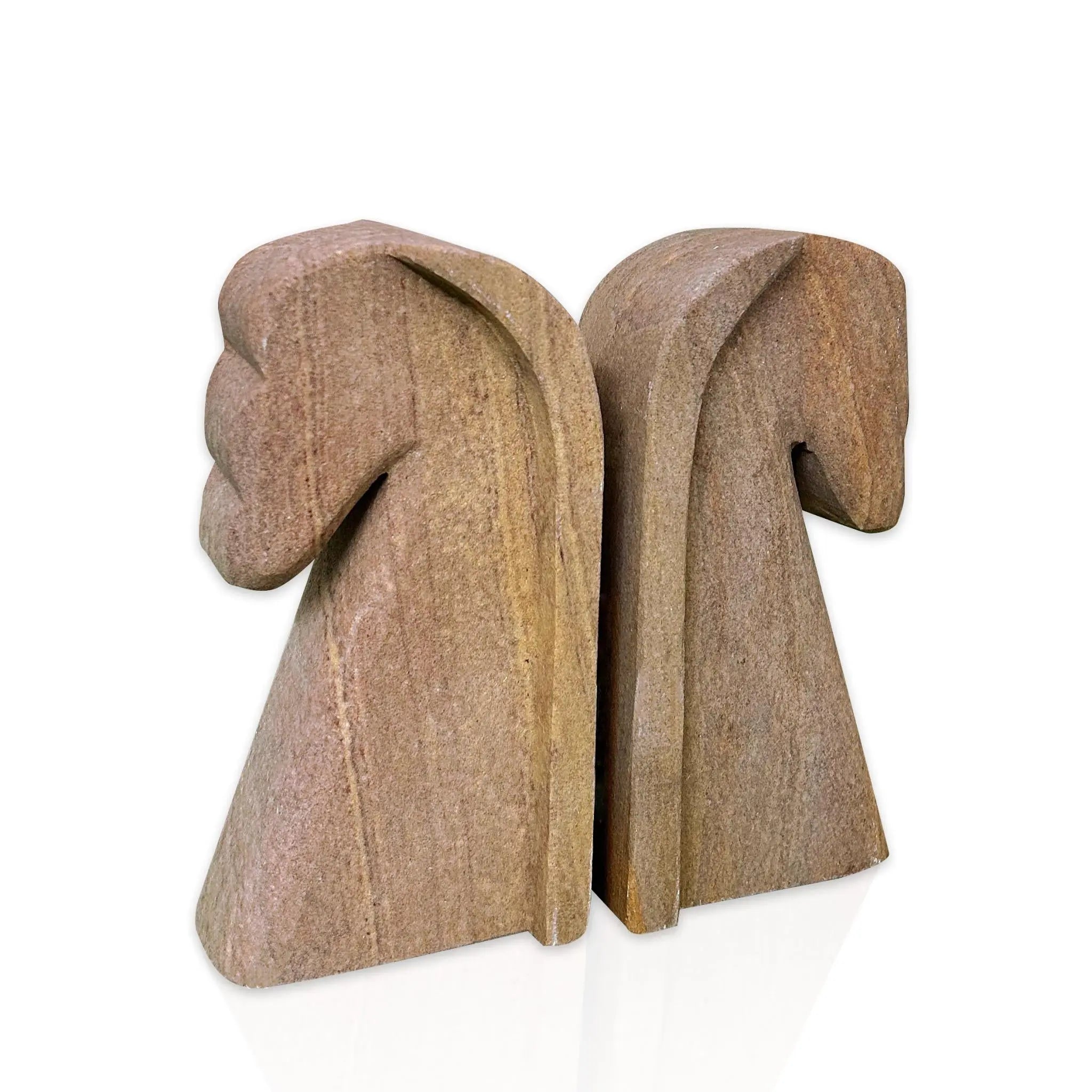 Set of Two Taupe Stone Decorative Bookends Homeroots Home Decor